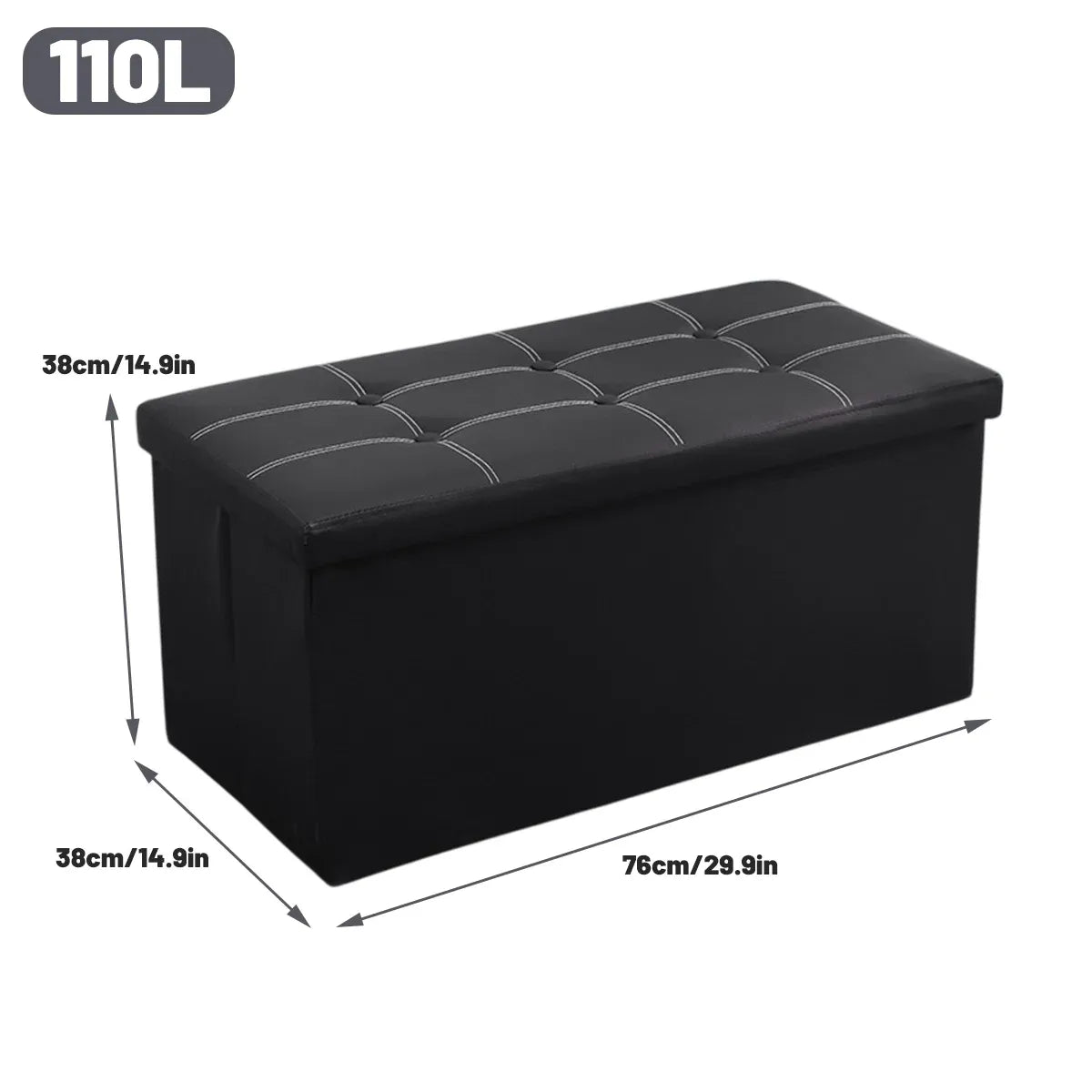 Multifunctional Foldable Storage Stool with Lid 110L Capacity Space Saving