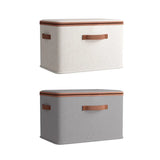 Large-Capacity Home Fabric Foldable Clothes Storage Basket with Lid for Pants - Grey