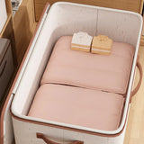 Large-Capacity Home Fabric Foldable Clothes Storage Basket with Lid for Pants - Grey