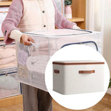 Large-Capacity Home Fabric Foldable Clothes Storage Basket with Lid for Pants - Grey