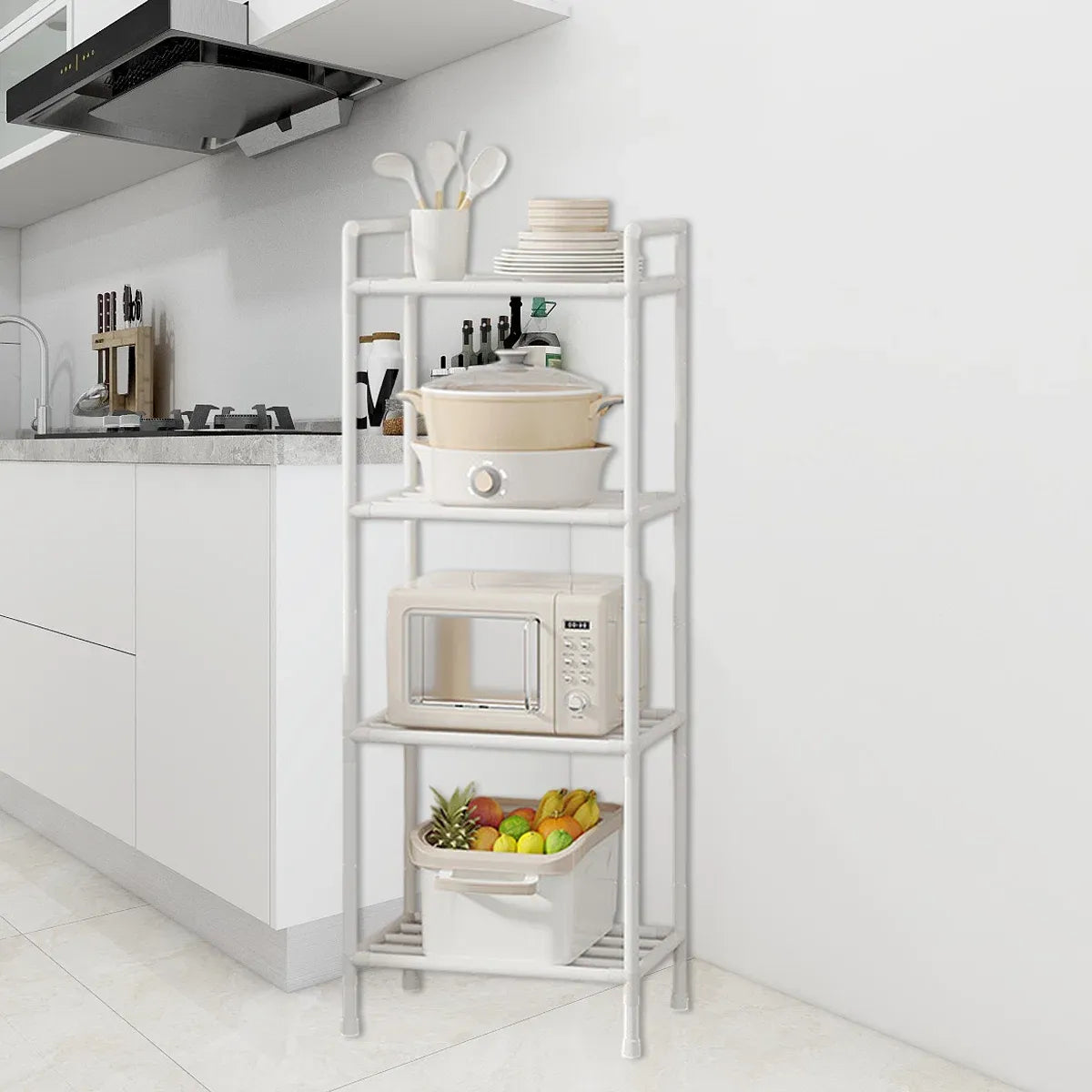 Multi-Layer Kitchen Storage Rack with Adjustable Feet and 38cm Layers