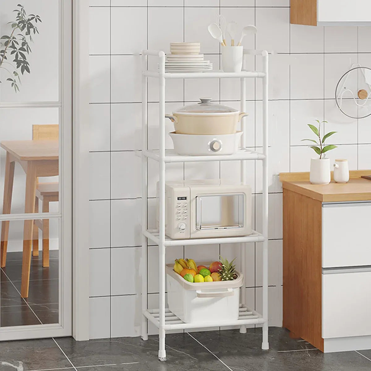 Multi-Layer Kitchen Storage Rack with Adjustable Feet and 38cm Layers