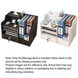 Wooden Desktop Storage Box with Locking Drawer Space Saving for Home Office Use - Wood