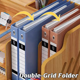 Wooden Desktop Storage Box with Locking Drawer Space Saving for Home Office Use - Wood
