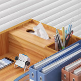 Wooden Desktop Storage Box with Locking Drawer Space Saving for Home Office Use - White