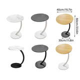 C Shaped Snack Side Table for Sofa Couch Small End Table for Living Room Bedroom - Black-Black