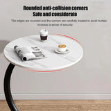 C Shaped Snack Side Table for Sofa Couch Small End Table for Living Room Bedroom - Black-Black