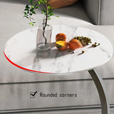 C Shaped Snack Side Table for Sofa Couch Small End Table for Living Room Bedroom - Black-Black