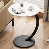 C Shaped Snack Side Table for Sofa Couch Small End Table for Living Room Bedroom - Black-Black