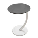 C Shaped Snack Side Table for Sofa Couch Small End Table for Living Room Bedroom - Black-White