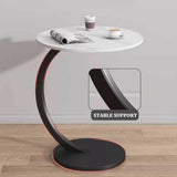 C Shaped Snack Side Table for Sofa Couch Small End Table for Living Room Bedroom - Black-White