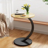 C Shaped Snack Side Table for Sofa Couch Small End Table for Living Room Bedroom - Black-White