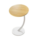 C Shaped Snack Side Table for Sofa Couch Small End Table for Living Room Bedroom - Brown-White