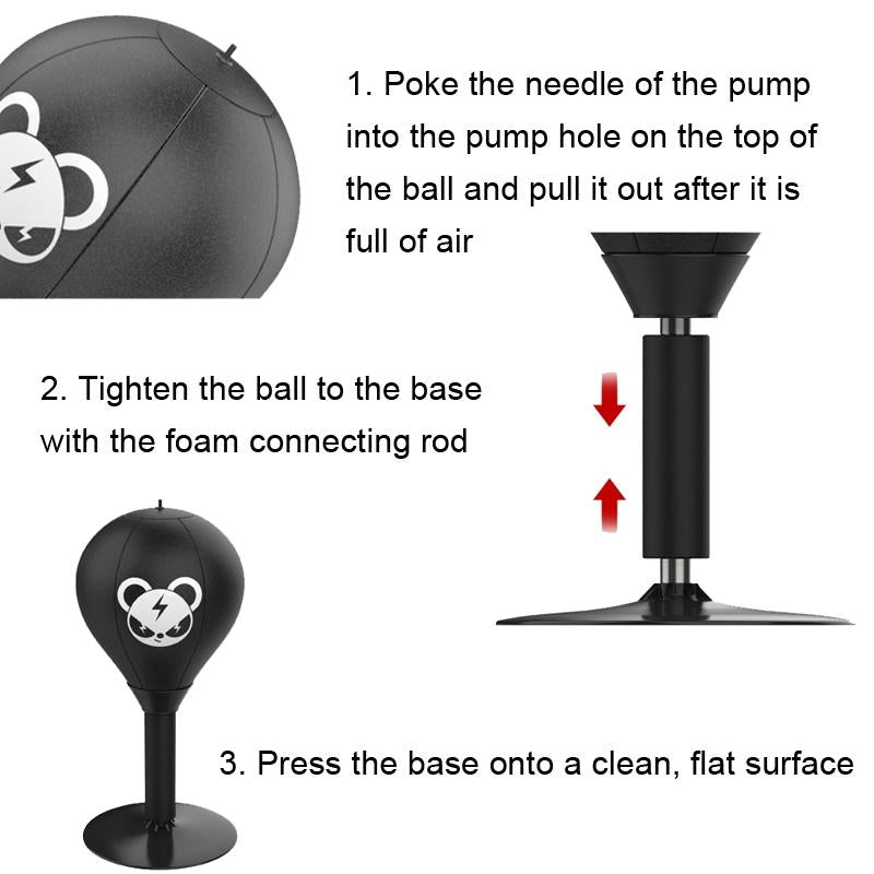 Desktop Speed Ball For Boxing Training - Bear Design With Gloves & Pump - Bear+Pump