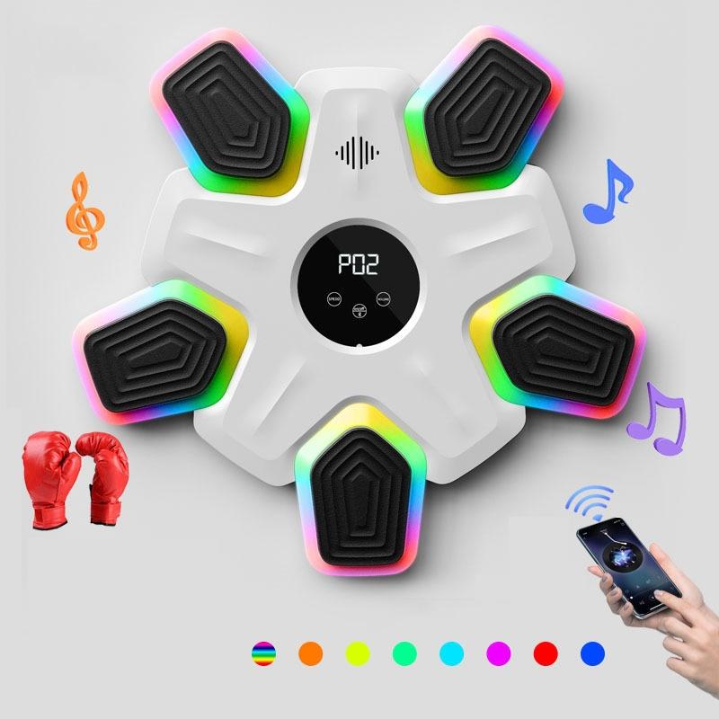 Bluetooth Music Boxing Machine - 4 Modes 9 Speeds Colourful Lights - With Kids Gloves Black