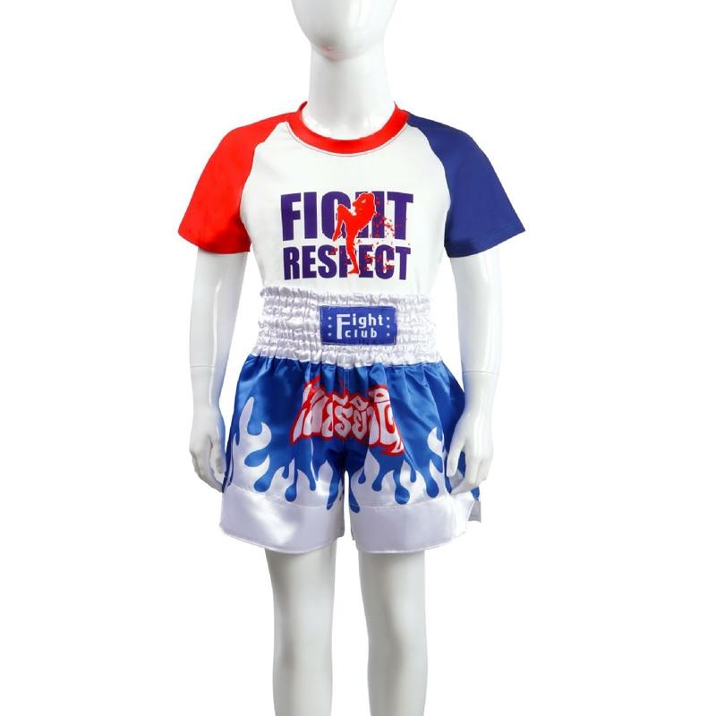 Kids Boxing Set - Sparring Shorts And Tights - Bright Green - Fight Red Blue - Xl