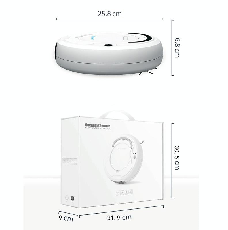 Smart 3-in-1 Robot Vacuum with Wet / Dry Mopping - Rechargeable & Auto Cleaning - Black - Gray