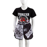 Kids Boxing Set - Sparring Shorts And Tights - Bright Green - Yellow Waist Belt - Xl