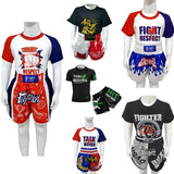 Kids Boxing Set - Sparring Shorts And Tights - Bright Green - Yellow Waist Belt - Xl