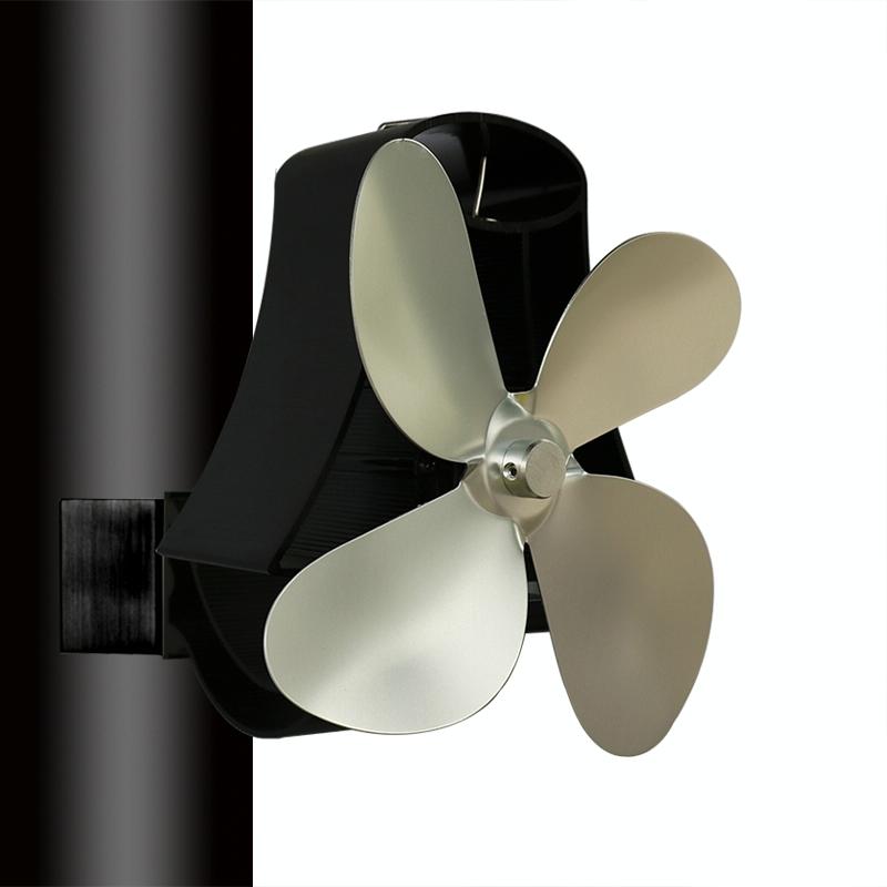 4-blade Heat Powered Fireplace Stove Fan - Aluminum - Gold