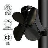 4-blade Heat Powered Fireplace Stove Fan - Aluminum - Gold