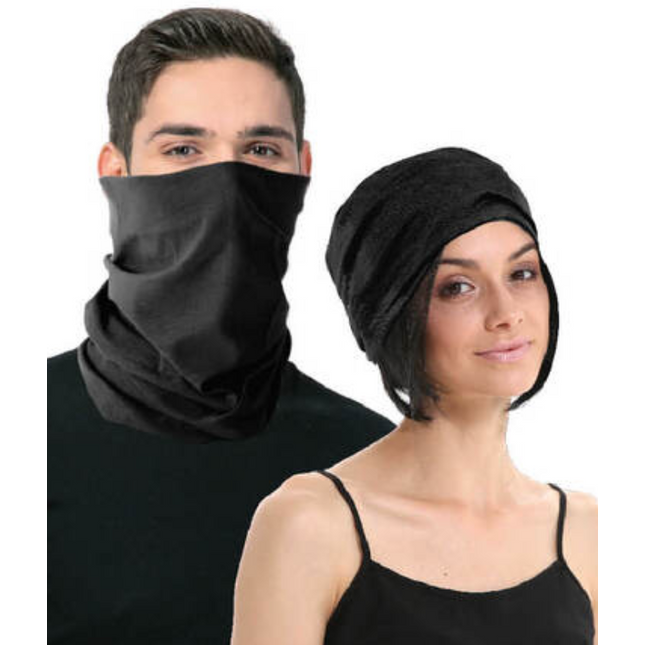 Seamless Tube Bandana Head Scarf Face Cover Mask Gaiter Ski Snow - Plain Colours - Black