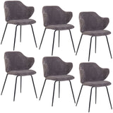 Set of 2 Dining Chairs with Corduroy Cord Fabric in Dark Grey Lincoln