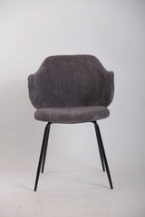 Set of 2 Dining Chairs with Corduroy Cord Fabric in Dark Grey Lincoln