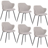 Set of 2 Dining Chairs Fabric with Metal Legs in Ivory Beige