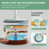 Premium Microfiber Round Mop Bucket Set w/ Clean & Dirty Water Separation 360 Degree - Light Green