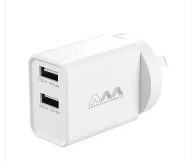 Australian white wall adapter charger, 12W.