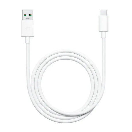 OPPO VOOC 65W USB-A to USB-C cable, white.