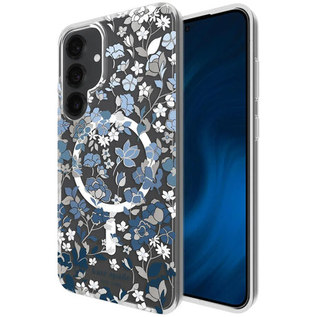 Kate Spade Case with Magnets for Samsung Galaxy S25 Plus, Flowerbed Blue Gems