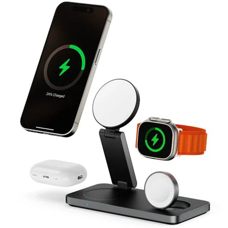 ChargeCore black charging stand, 20W, foldable.