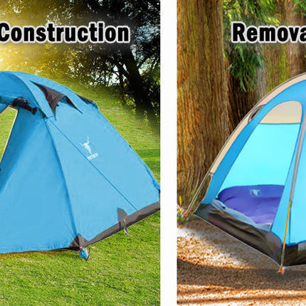 2 Person Portable Outdoor Lightweight Cycling Hiking Backpacking Camping Waterproof Tent - Blue