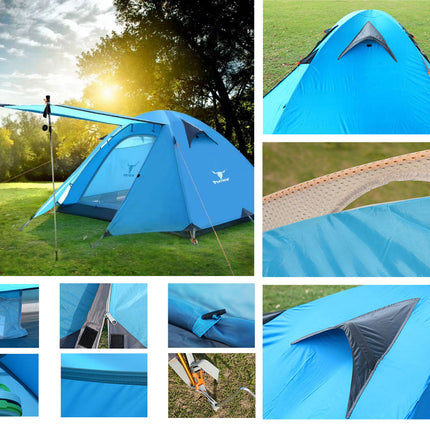 2 Person Portable Outdoor Lightweight Cycling Hiking Backpacking Camping Waterproof Tent - Blue