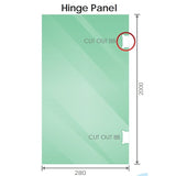 90cm Wall to Wall Frameless Shower Screen with White Brackets and SS Hinges, Round Handle