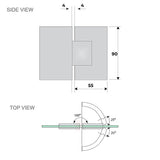 120cm Wall to Wall Frameless Shower Screen with White Brackets and SS Hinges, Round Handle