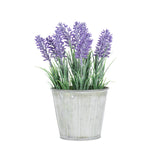 Artificial Lavender in Distressed Tin Pot 23cm