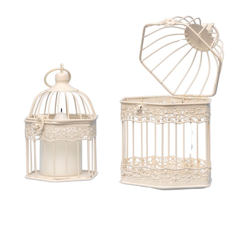 Set 2 Bordeaux Decorative Birdcages / Plant Holders 25cm, 20cm