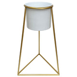 White Planter on Gold Pyramid Stand 45cm