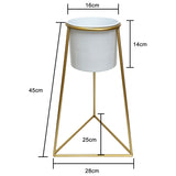 White Planter on Gold Pyramid Stand 45cm
