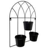 Black Arched 3 Pot Wall Planter 40x52cm