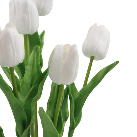 White ceramic artificial tulip plant, 35cm.