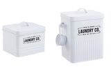 Set 2 Metal Laundry Powder Storage Buckets 18x25cm.