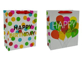 bulk 24 Large Foiled Happy Bday Gift Bag Assort 32cm