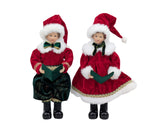 Bulk 4 Xmas Red Velvet Children Caroler 25cm 2 Asst