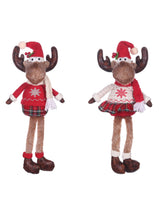 Bulk 12 Xmas Sitting Reindeer W Dangling Legs 16x12x41cm 2 Asst