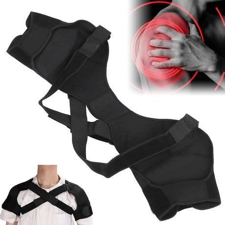 Nneoba Double Shoulder Brace Wrap Neoprene Compression Sleeve.