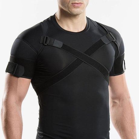Nneoba Double Shoulder Brace Wrap Neoprene Compression Sleeve.
